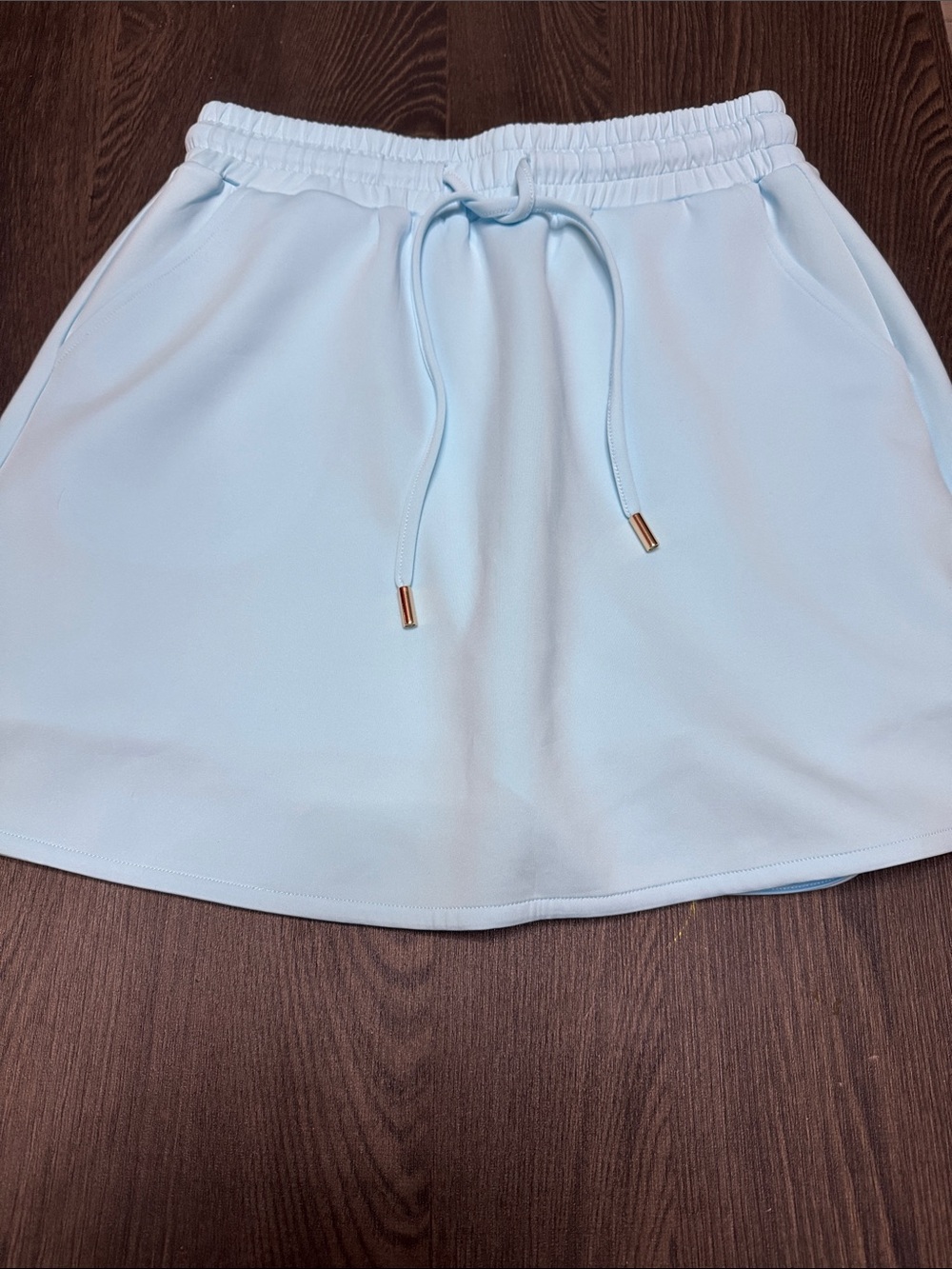 Casual Light Blue Drawstring Mini Skirt